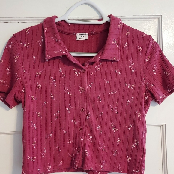 Floral Button Up Summer Top (Colour: pink, Brand: Cotton:on) - Picture 1 of 4